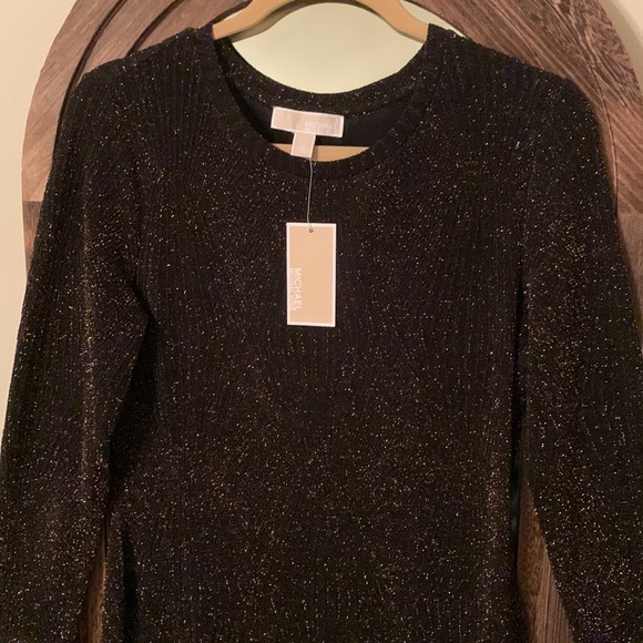 MICHAEL KORS Black & Gold Diamond Bomb Dress Large - Picture 3 of 12